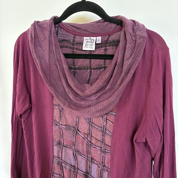 Bohemian Purple Fairy Grunge Cowl Neck Desert Beach Flowy Lagenlook Blouse Large - Picture 2 of 10